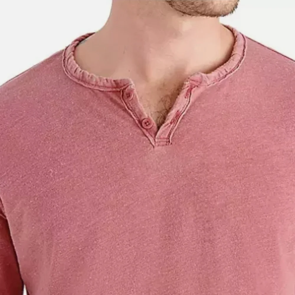 NWT Lucky Brand Men's Long Sleeve Triblend Notch Neck Henley with button closur - Picture 3 of 15